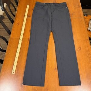 Greg‎ Norman Mens Performance Flat Front Pants Black/Dark Gray 32x32 Golf Casual